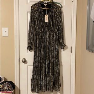 In Loom midi dress with sheer sleeves floral NWT M